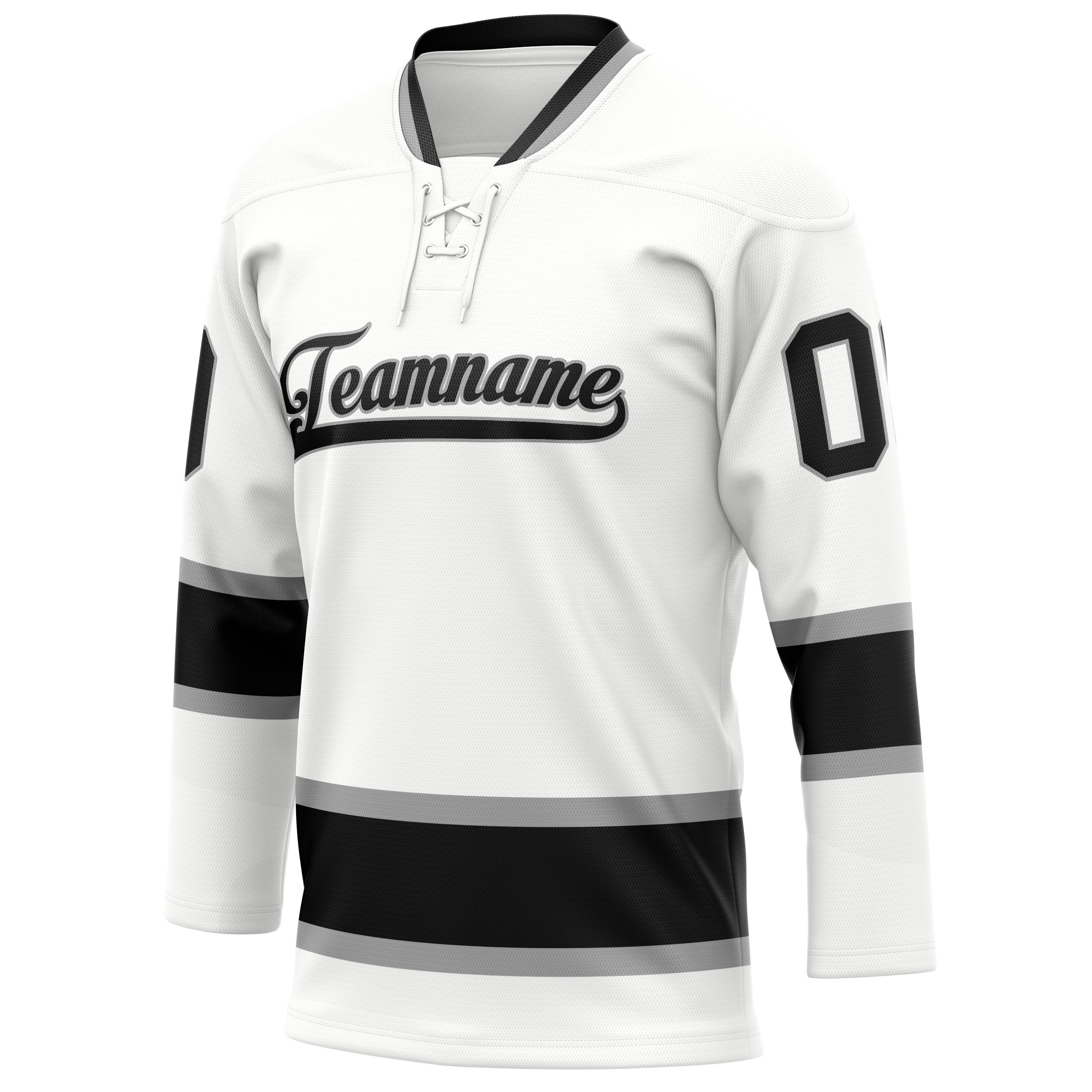 Personalized White & Black Solid Colour Hockey Jersey