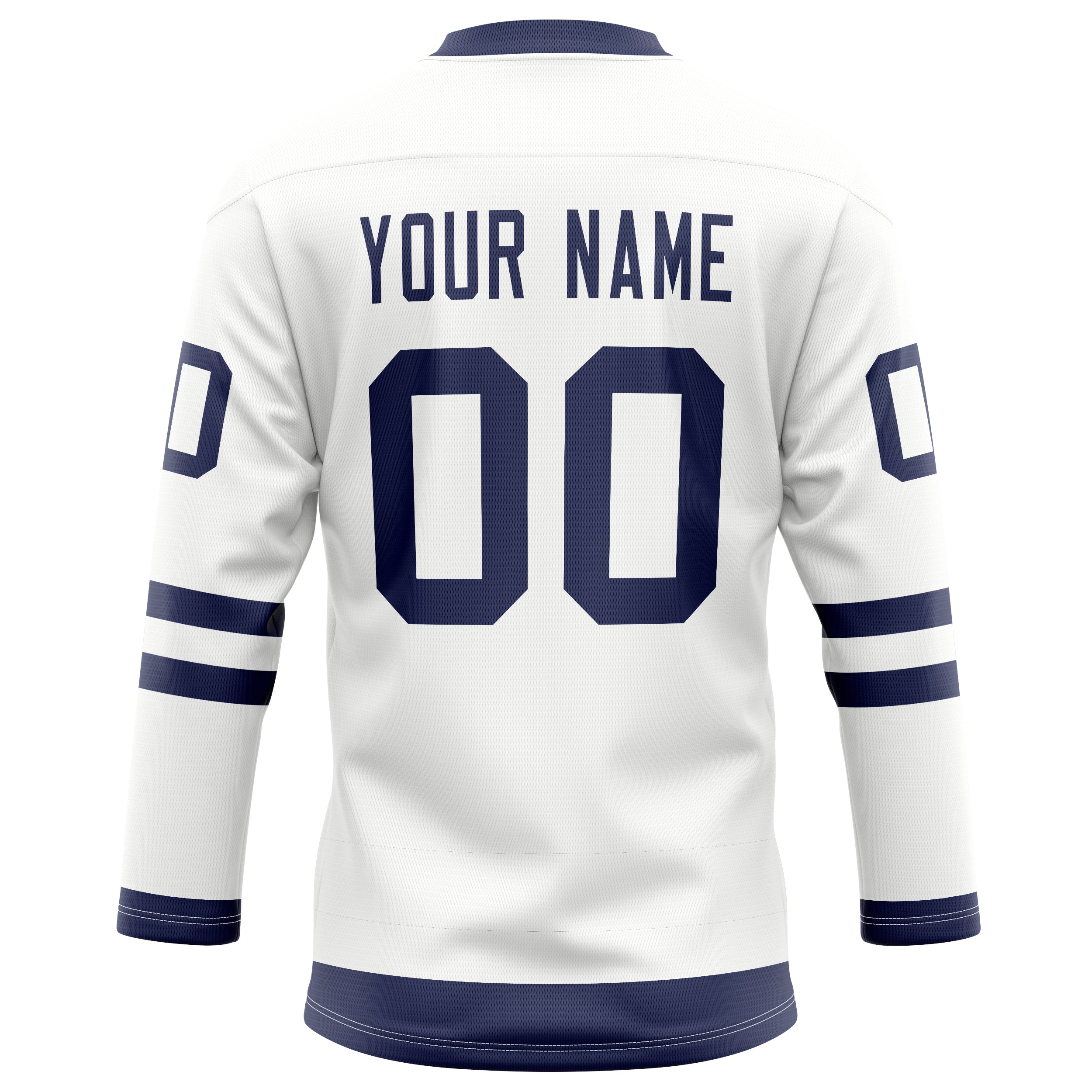 Personalized White & Navy Solid Colour Hockey Jersey