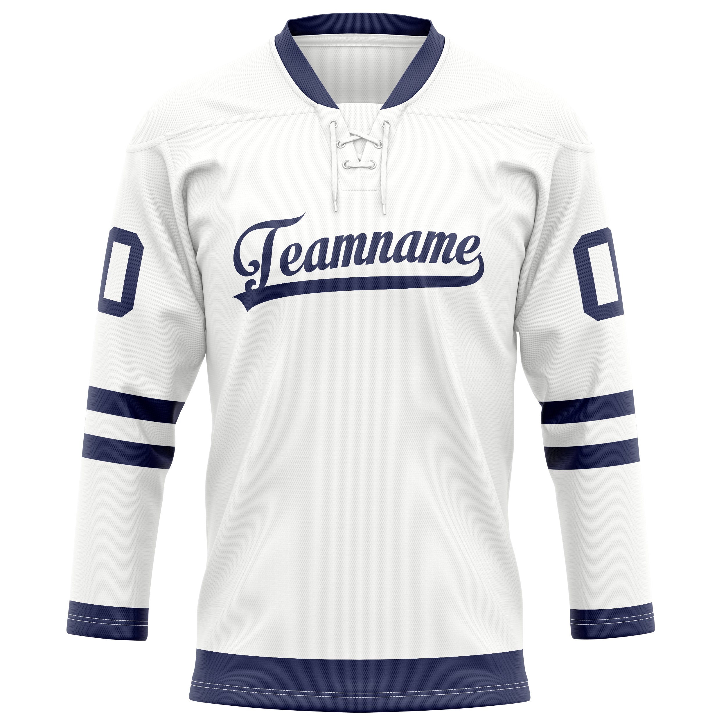 Personalized White & Navy Solid Colour Hockey Jersey