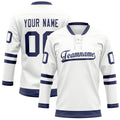 Personalized White & Navy Solid Colour Hockey Jersey