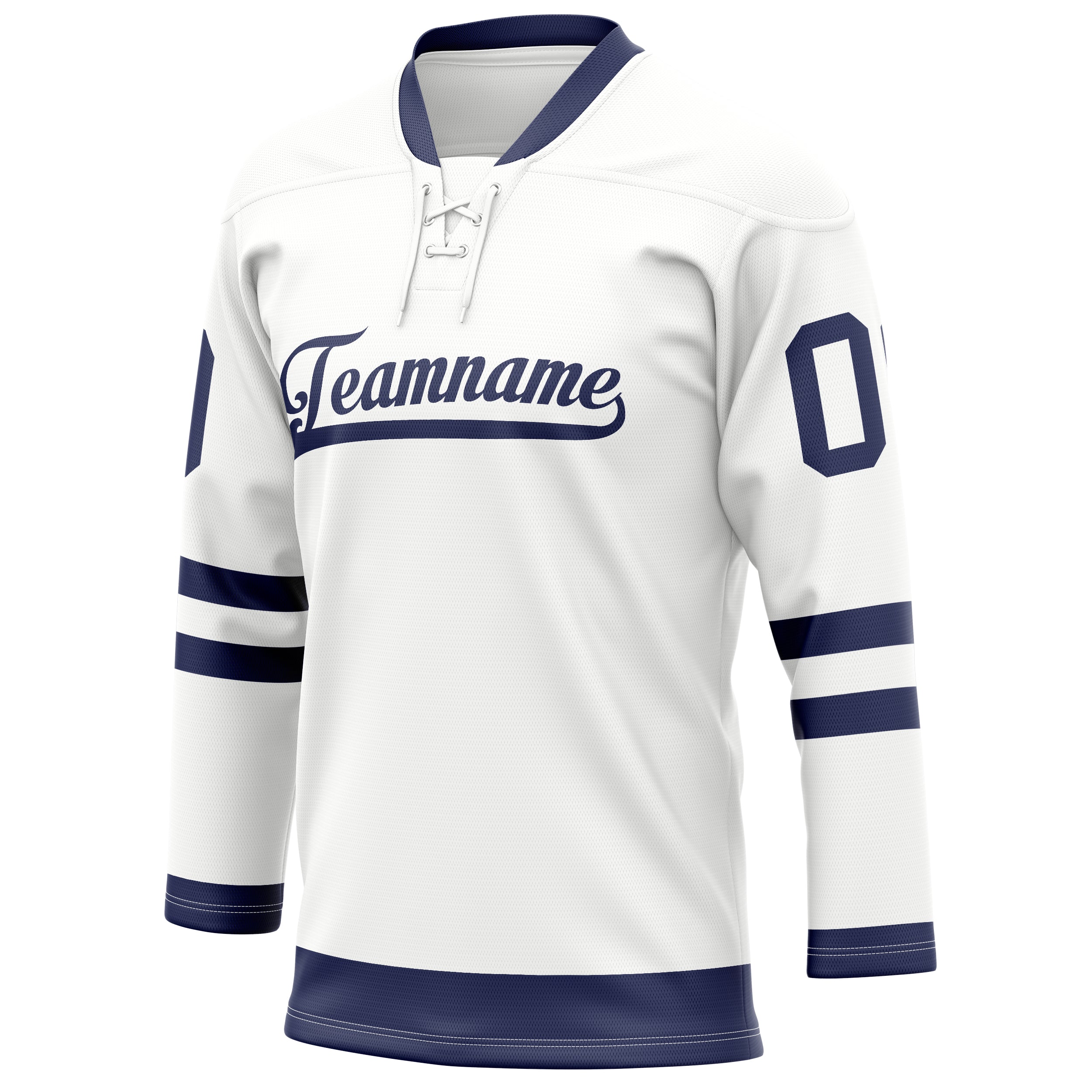 Personalized White & Navy Solid Colour Hockey Jersey