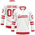 Personalized White & Red Solid Colour Hockey Jersey
