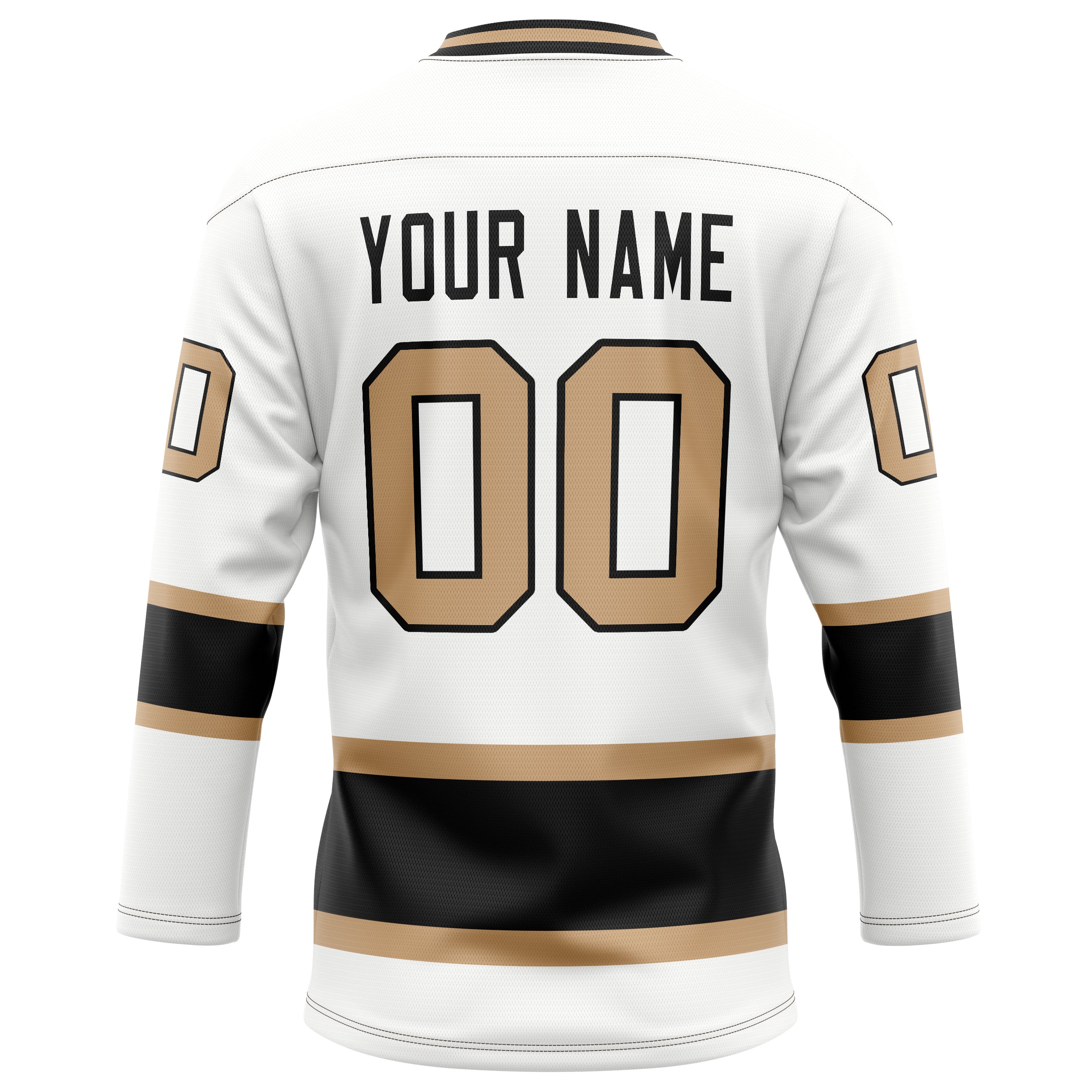 Personalized White & Old Gold Solid Colour Hockey Jersey