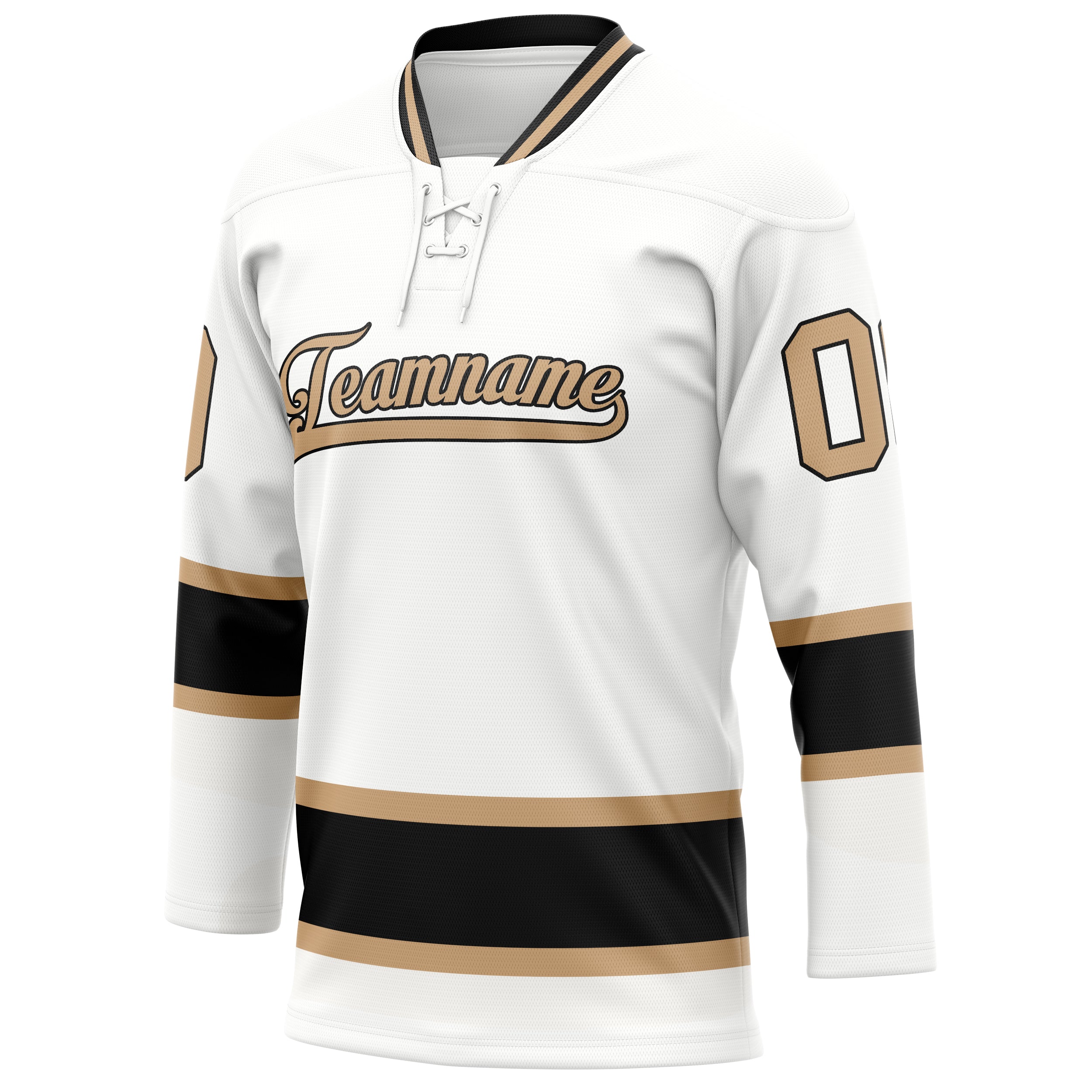 Personalized White & Old Gold Solid Colour Hockey Jersey