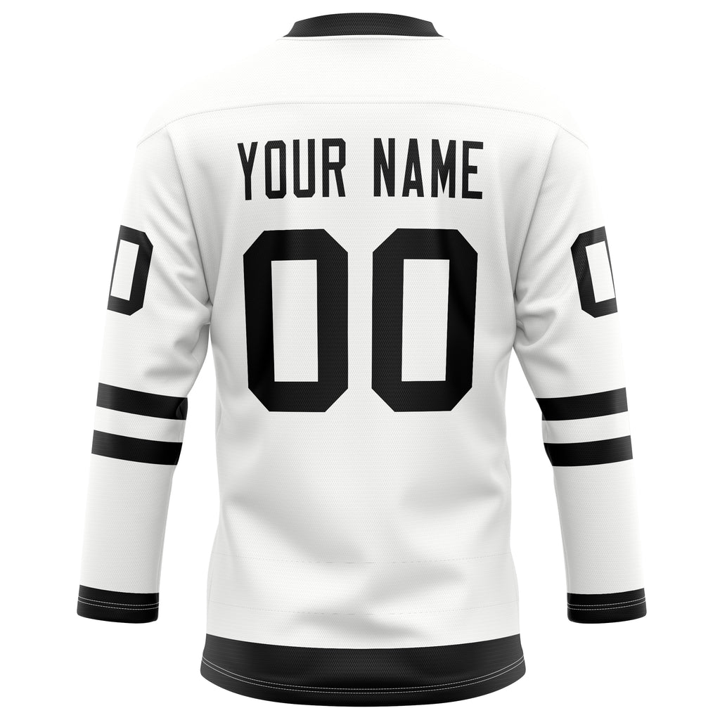Personalized White & Black Solid Colour Hockey Jersey