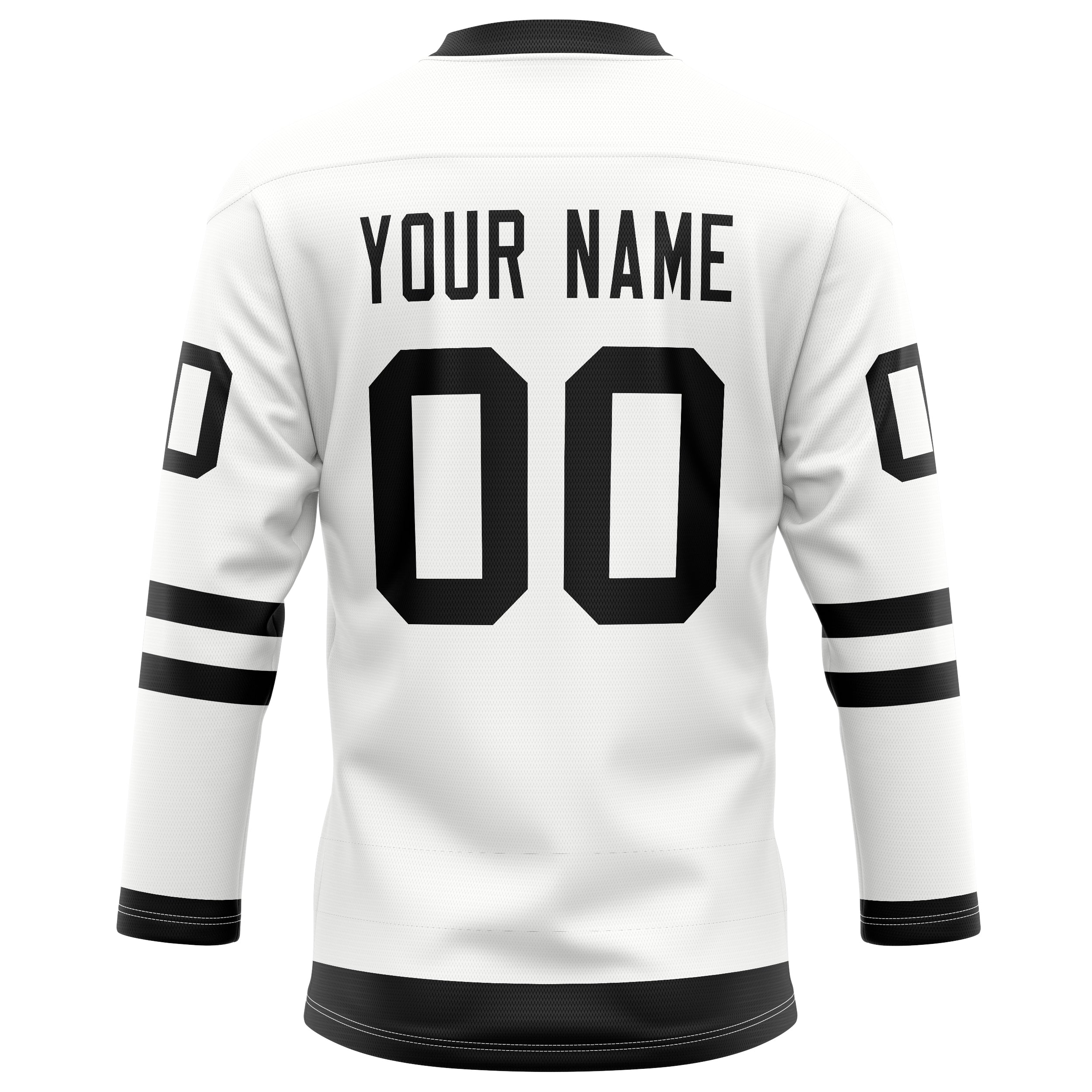 Personalized White & Black Solid Colour Hockey Jersey