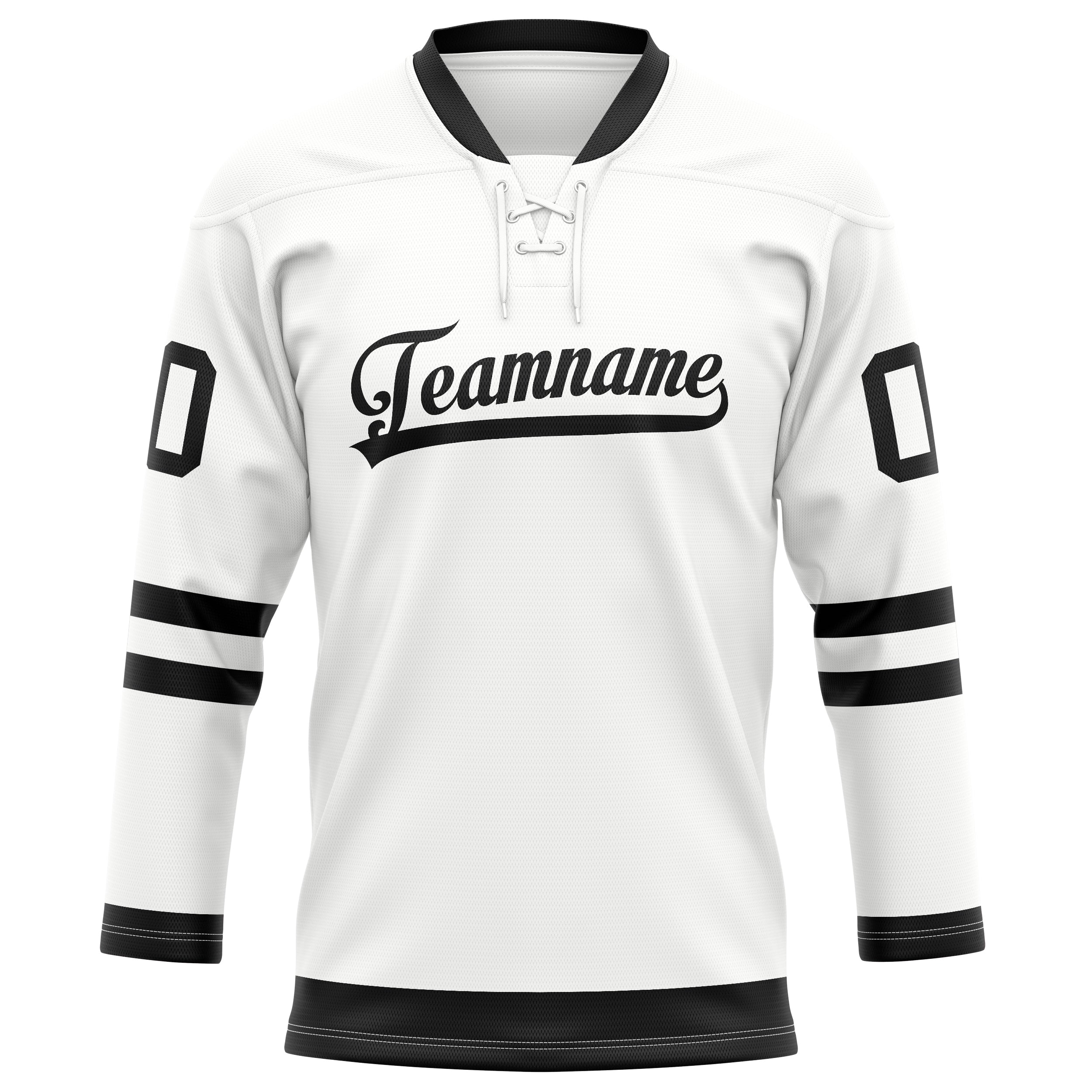 Personalized White & Black Solid Colour Hockey Jersey