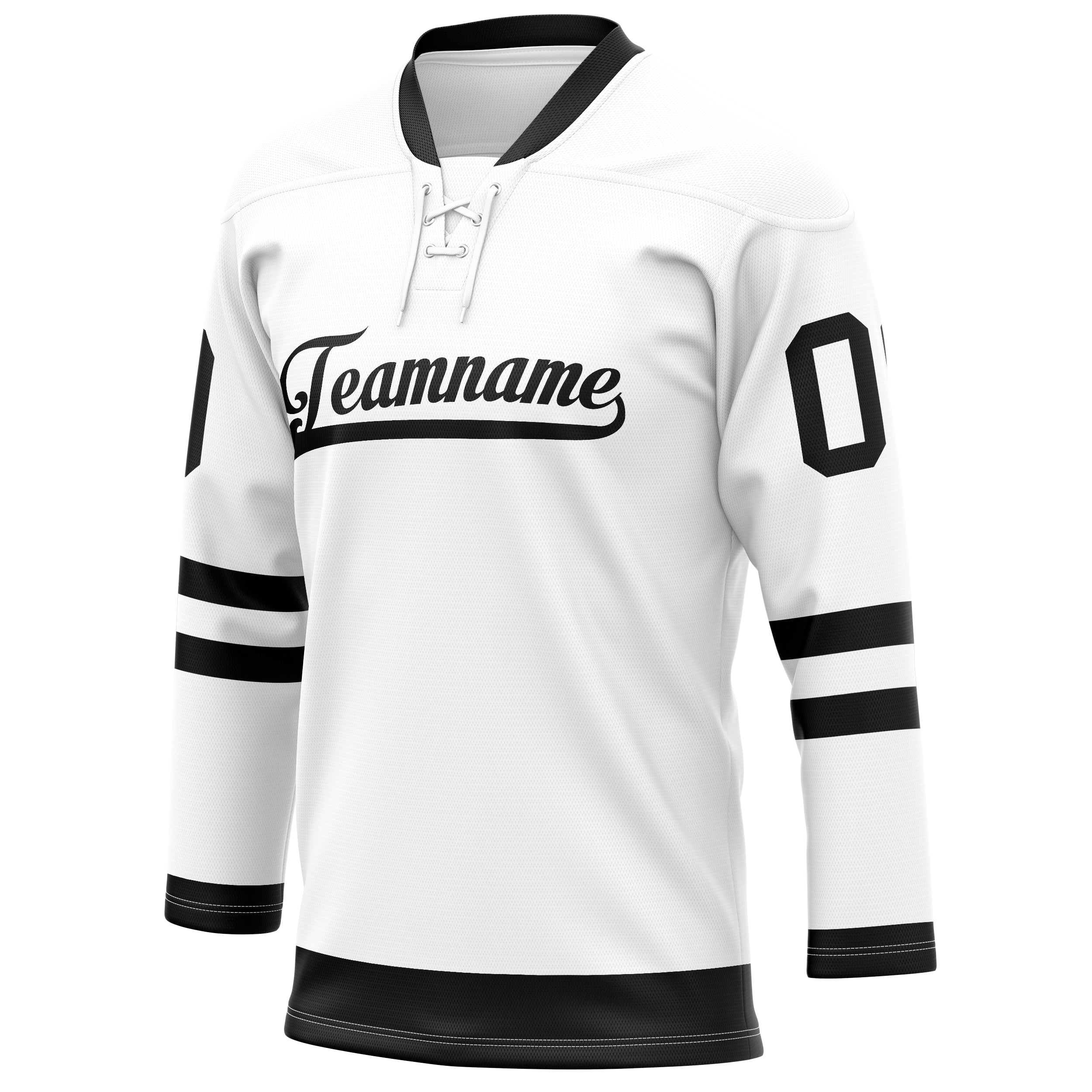Personalized White & Black Solid Colour Hockey Jersey