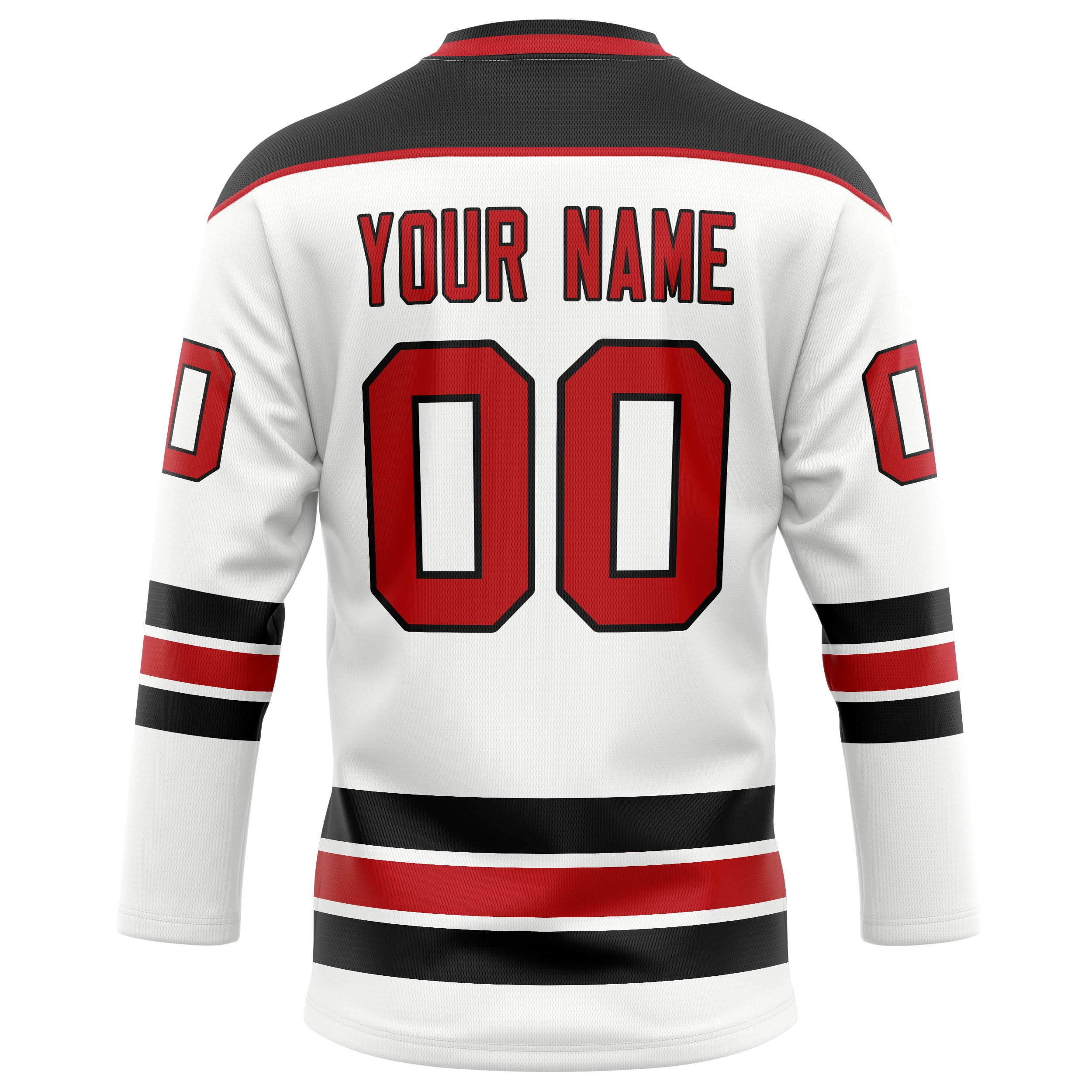 Personalized White & Red Solid Colour Hockey Jersey