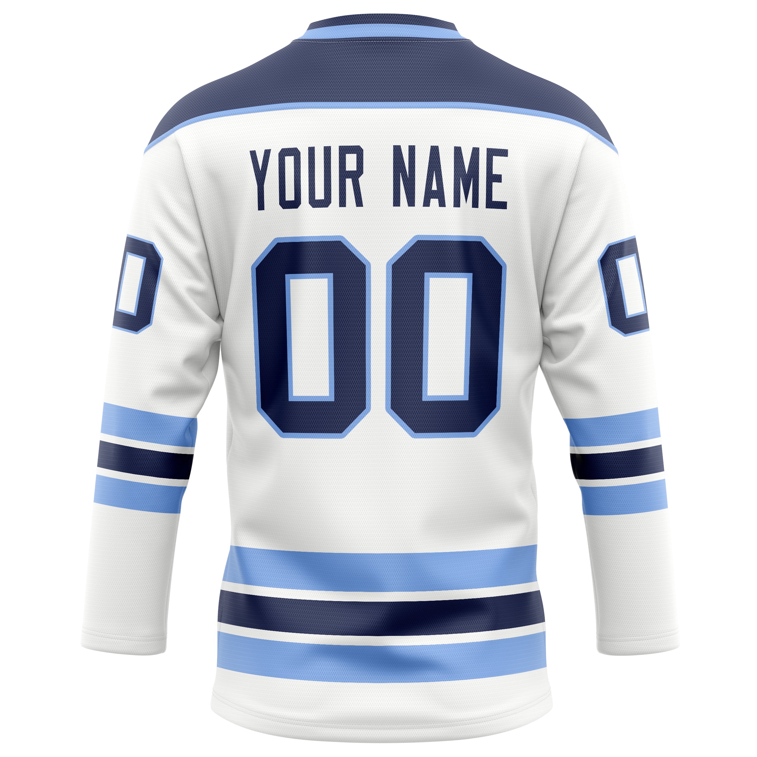 Personalized White & Navy Solid Colour Hockey Jersey