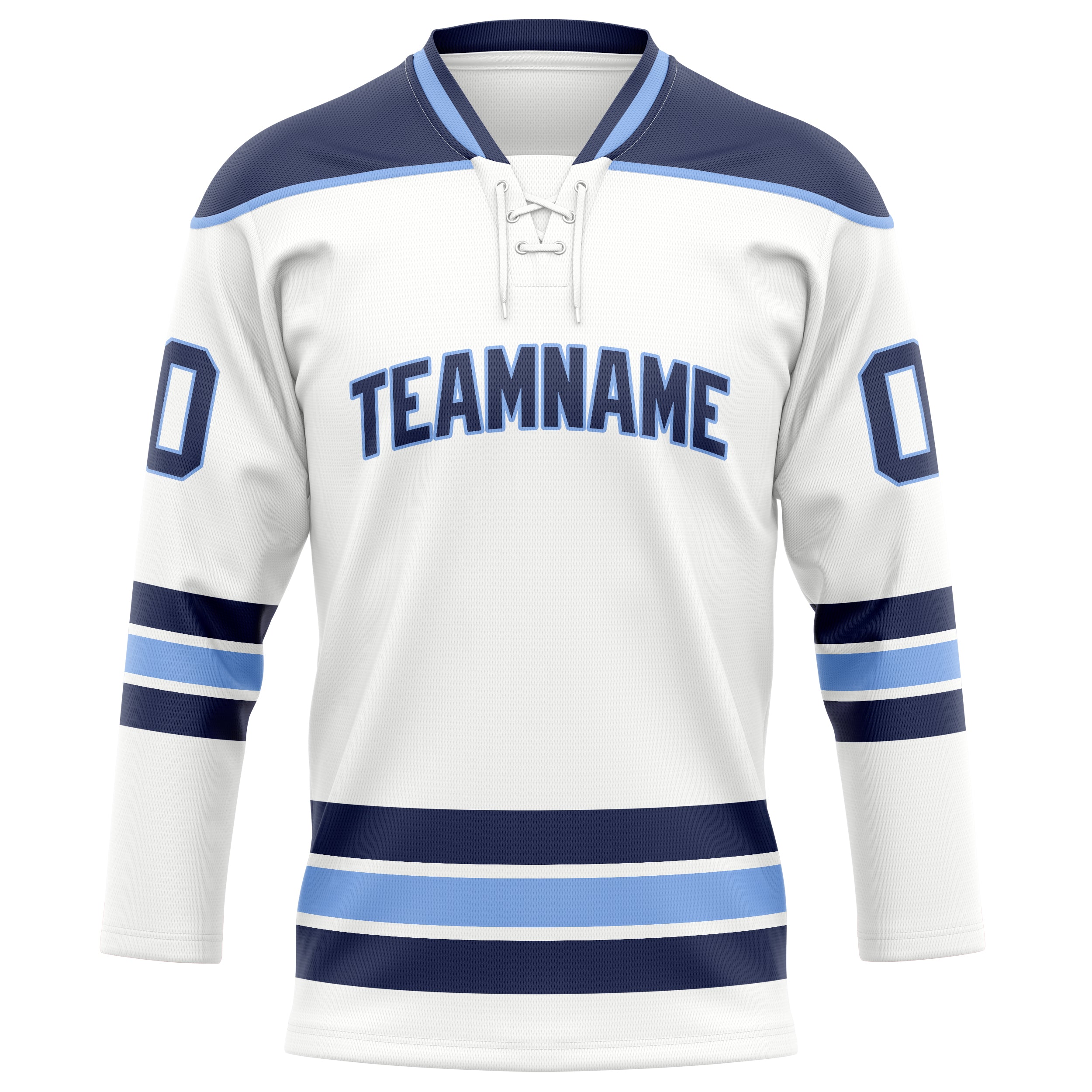 Personalized White & Navy Solid Colour Hockey Jersey