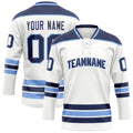 Personalized White & Navy Solid Colour Hockey Jersey