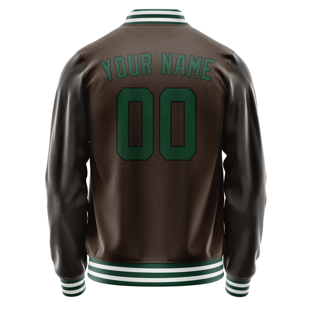Personalized Brown & Teal Solid Color Varsity Letterman Jacket