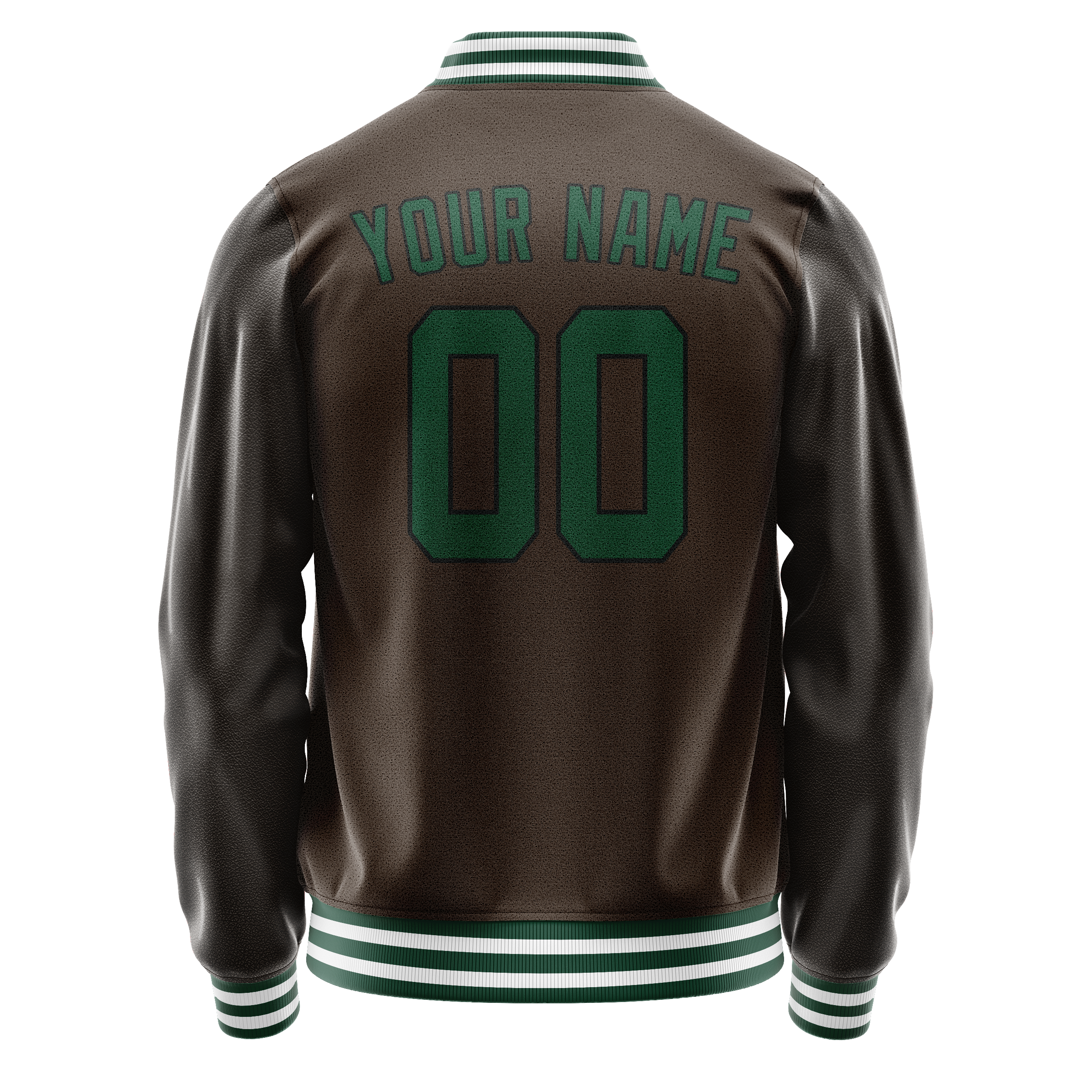 Personalized Brown & Teal Solid Color Varsity Letterman Jacket