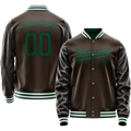 Personalized Brown & Teal Solid Color Varsity Letterman Jacket