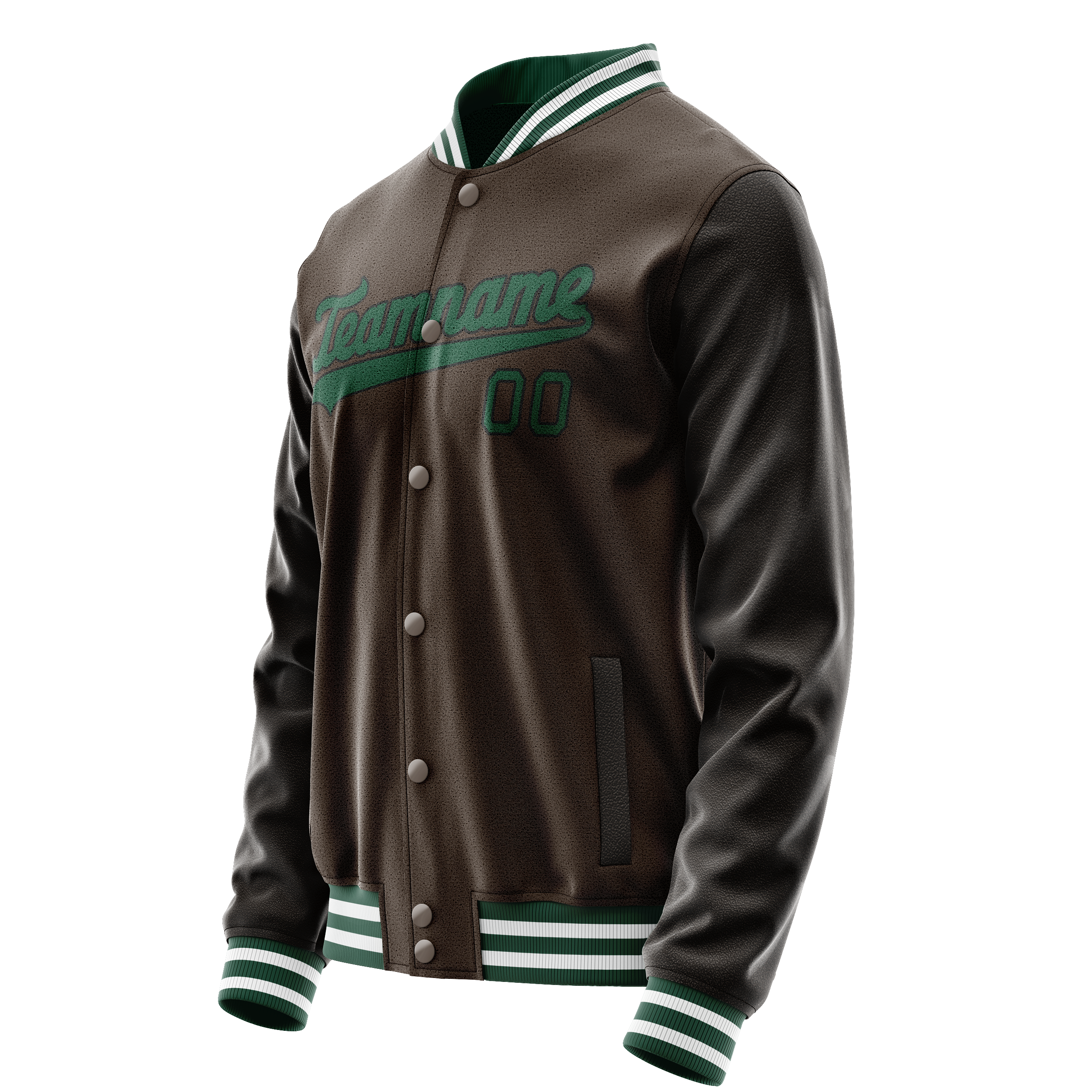 Personalized Brown & Teal Solid Color Varsity Letterman Jacket