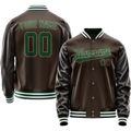 Personalized Brown & Green Solid Color Varsity Letterman Jacket