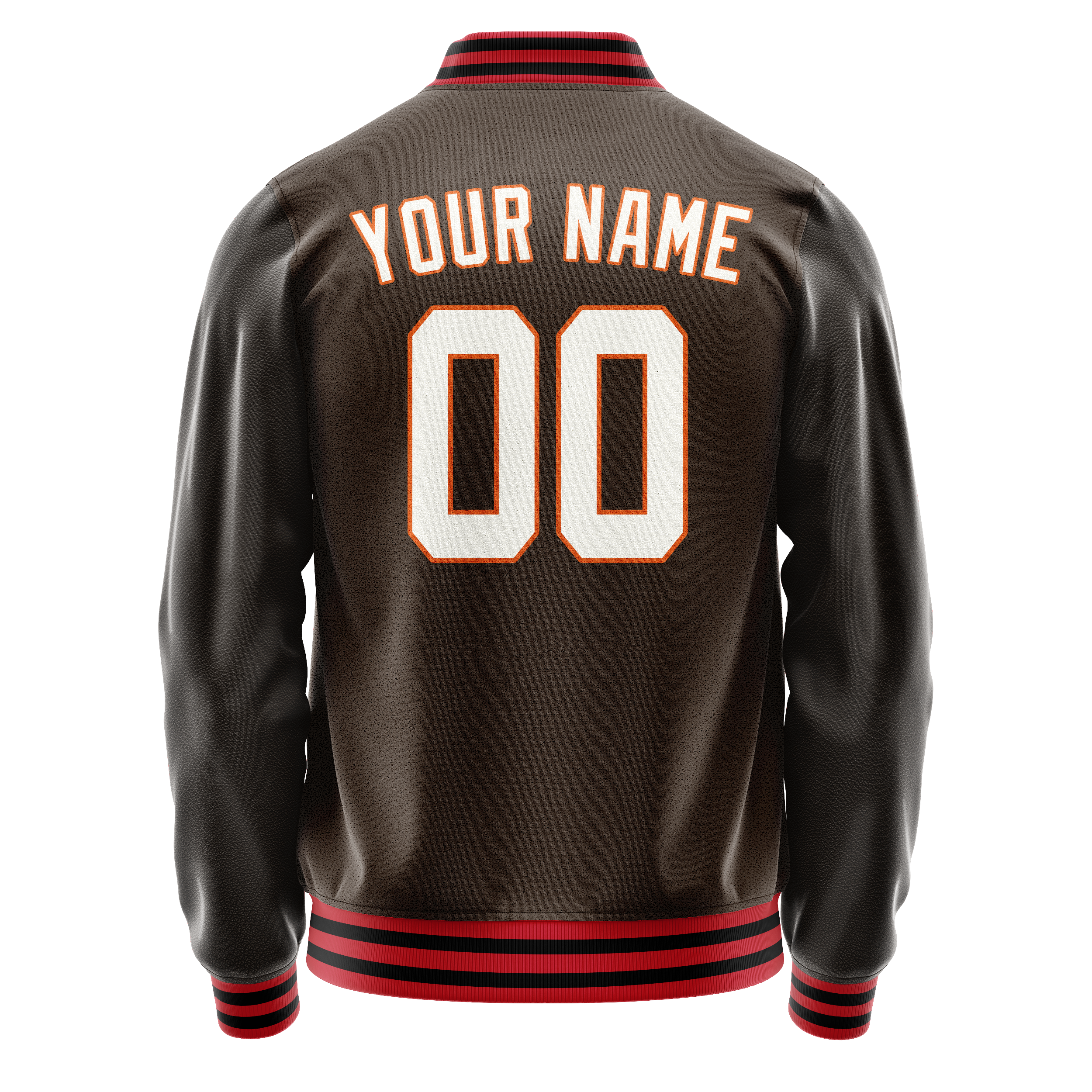 Personalized Brown & White Solid Color Varsity Letterman Jacket
