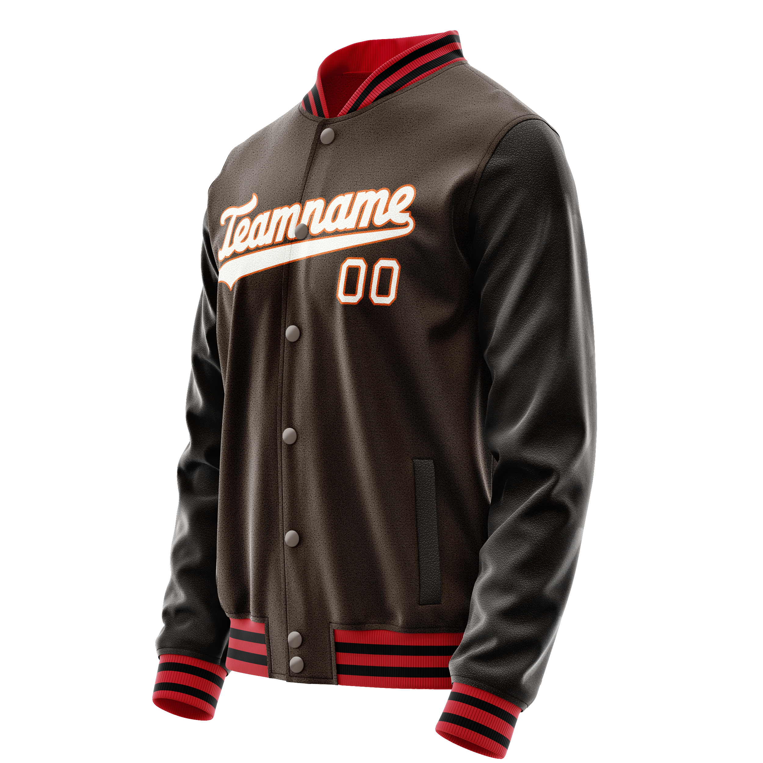Personalized Brown & White Solid Color Varsity Letterman Jacket