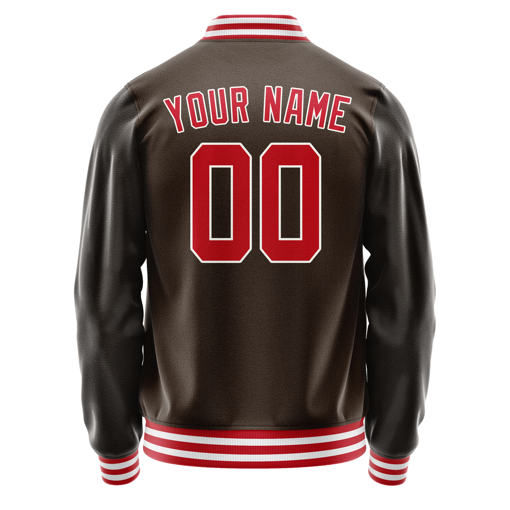 Personalized Brown & Orange Solid Color Varsity Letterman Jacket