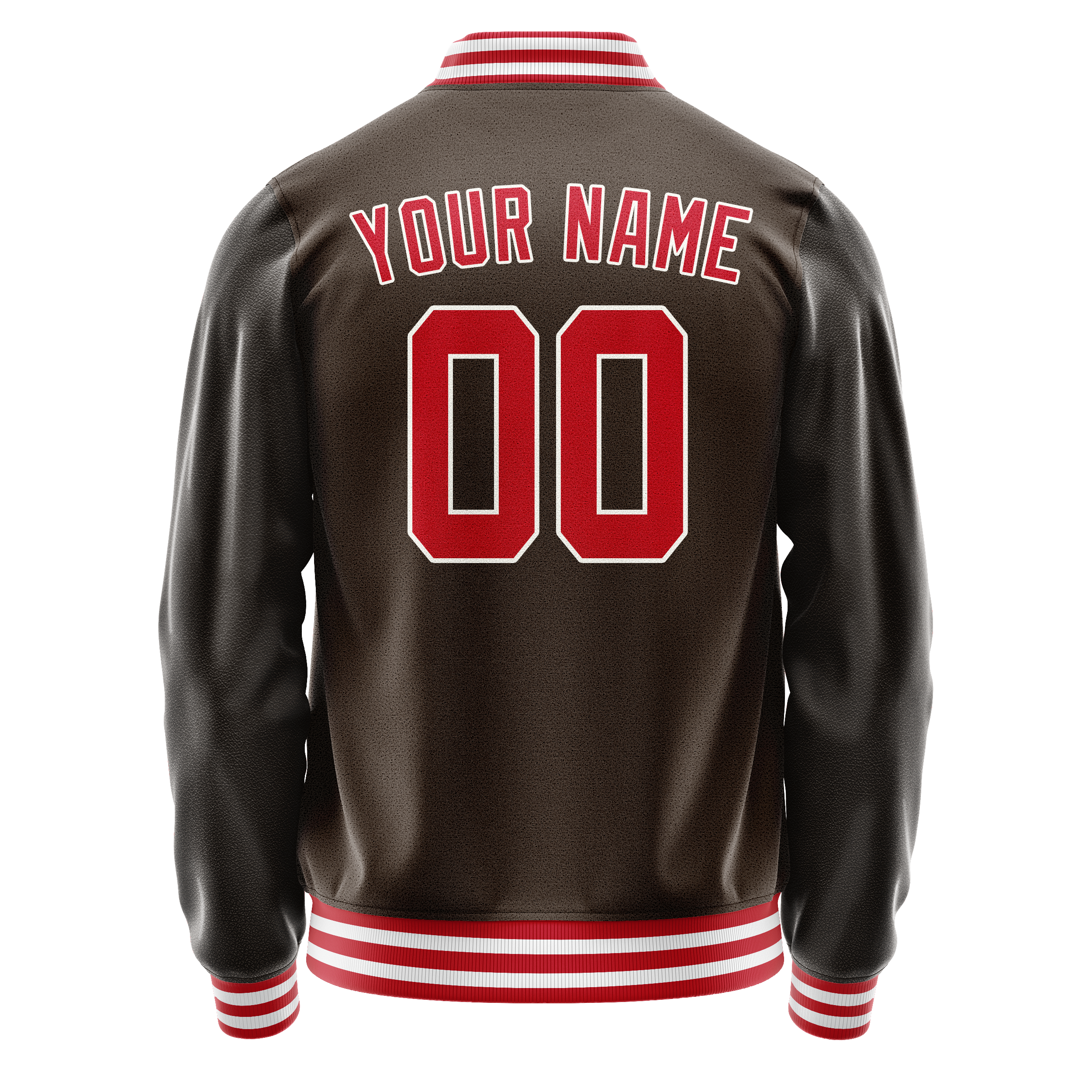 Personalized Brown & Orange Solid Color Varsity Letterman Jacket