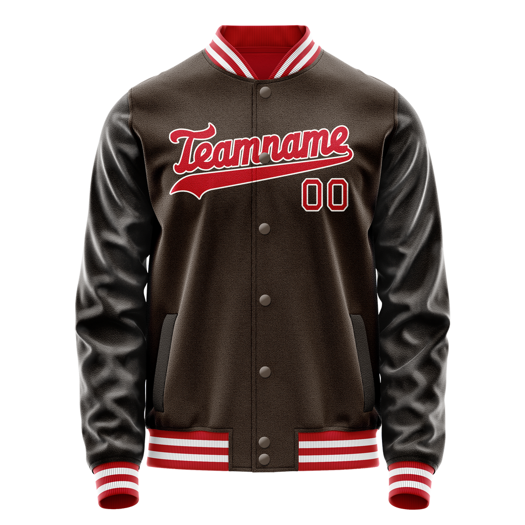 Personalized Brown & Orange Solid Color Varsity Letterman Jacket