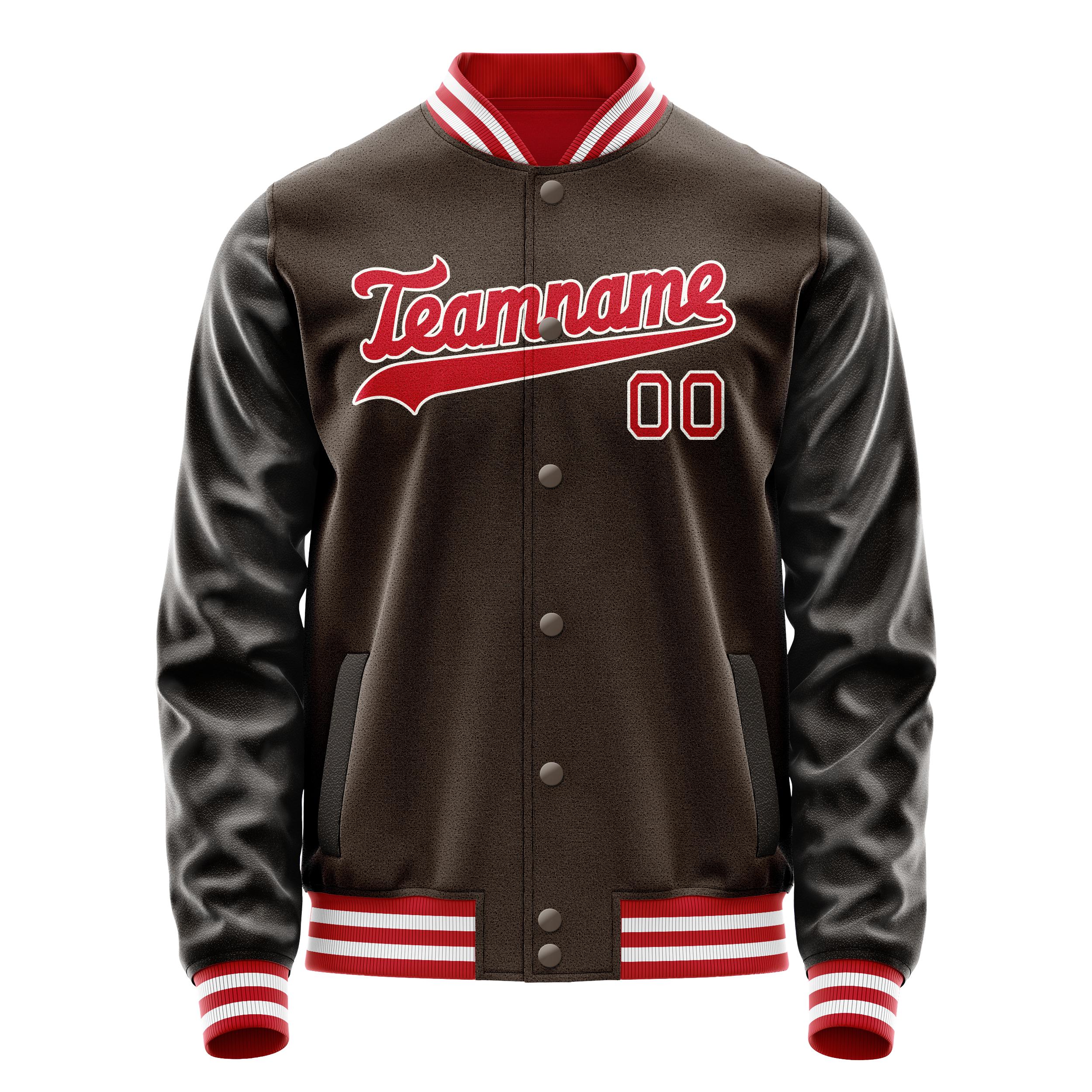 Personalized Brown & Orange Solid Color Varsity Letterman Jacket