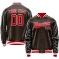 Personalized Brown & Orange Solid Color Varsity Letterman Jacket
