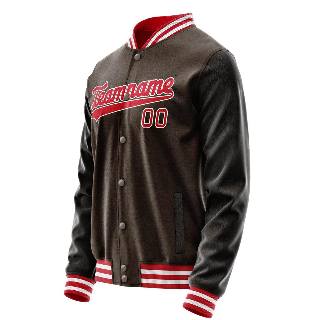 Personalized Brown & Orange Solid Color Varsity Letterman Jacket