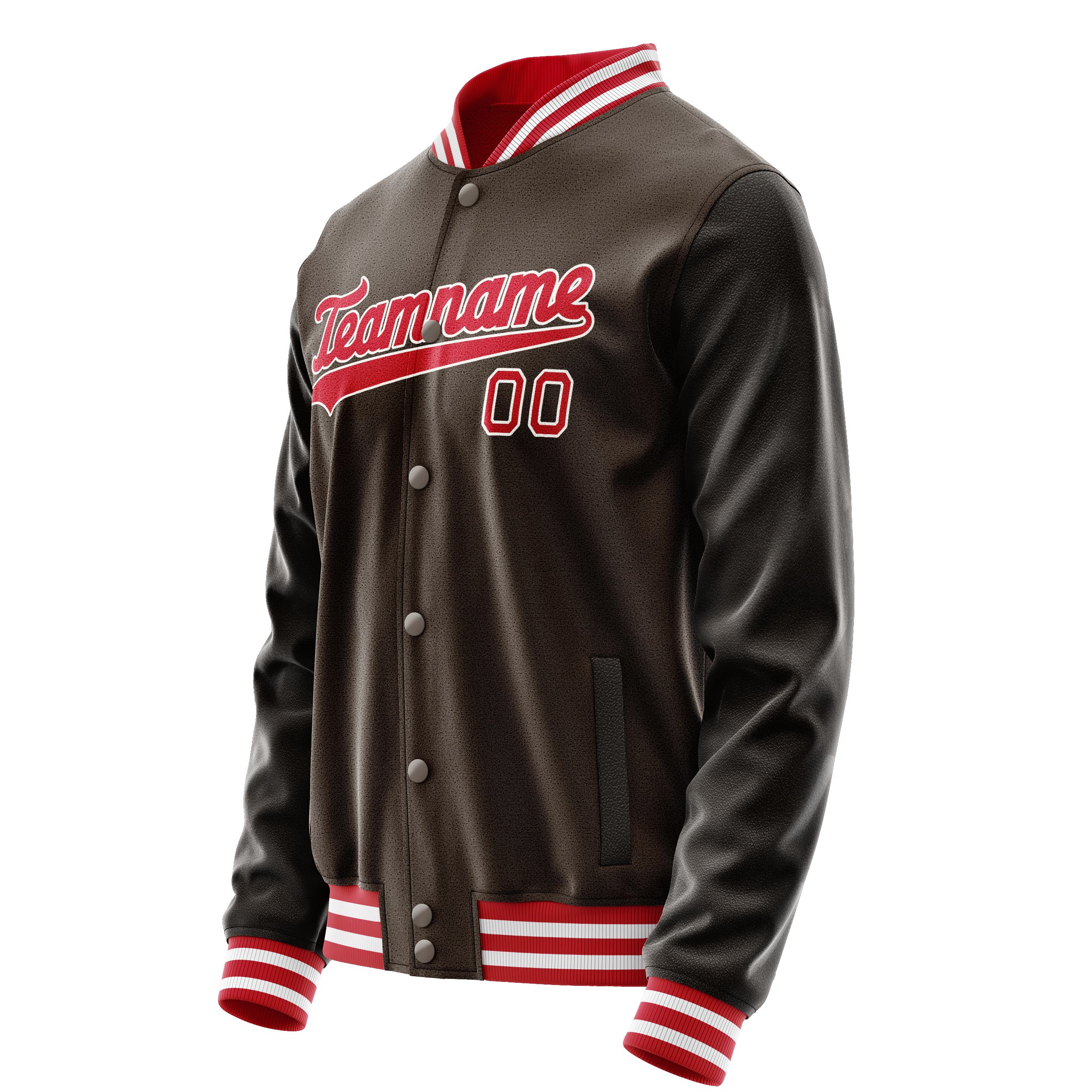 Personalized Brown & Orange Solid Color Varsity Letterman Jacket