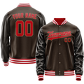 Personalized Brown & Red Solid Color Varsity Letterman Jacket