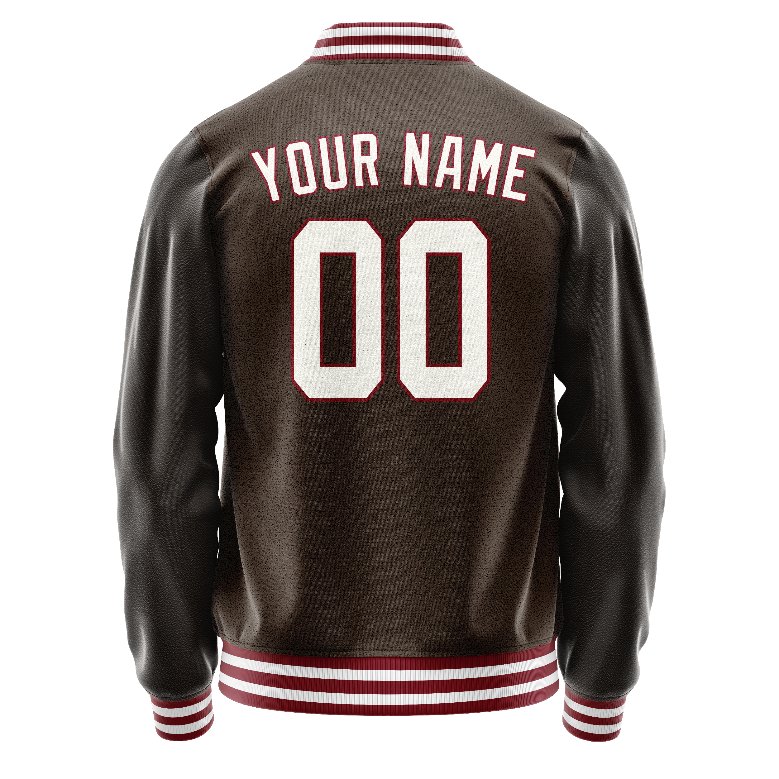 Personalized Brown & White Solid Color Varsity Letterman Jacket