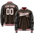 Personalized Brown & White Solid Color Varsity Letterman Jacket