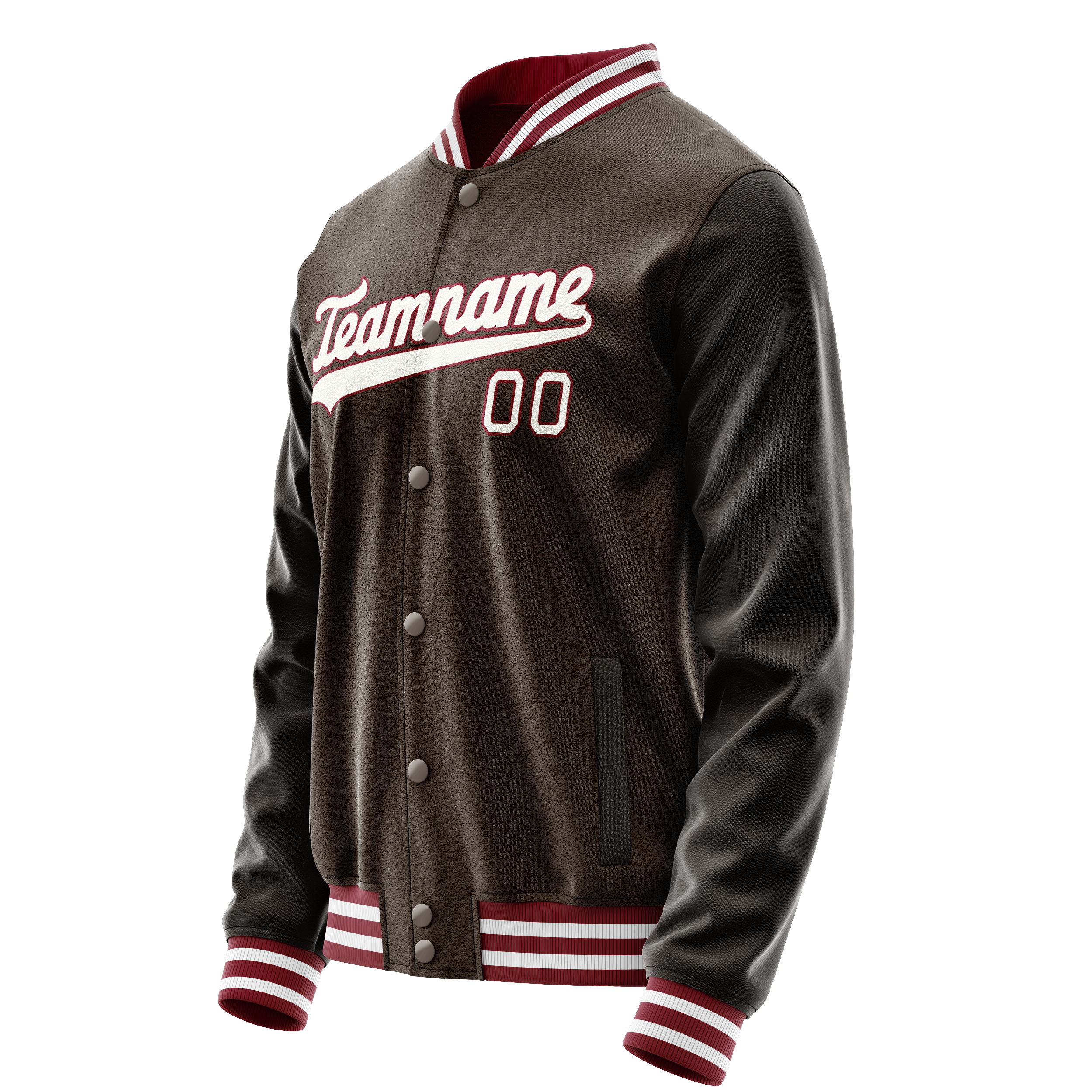 Personalized Brown & White Solid Color Varsity Letterman Jacket