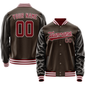 Personalized Brown & Red Solid Color Varsity Letterman Jacket