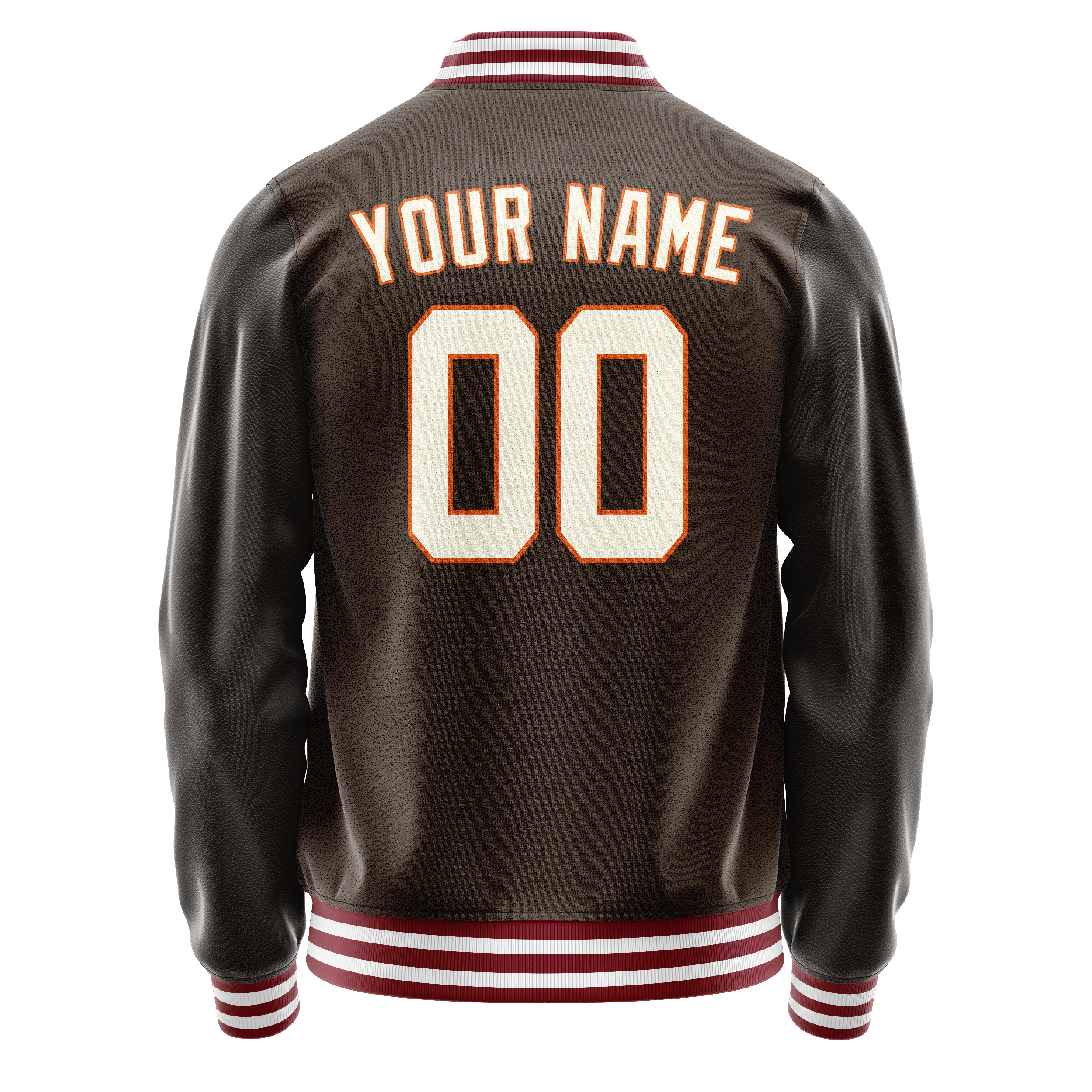 Personalized Brown & Gray Solid Color Varsity Letterman Jacket