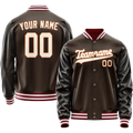 Personalized Brown & Gray Solid Color Varsity Letterman Jacket