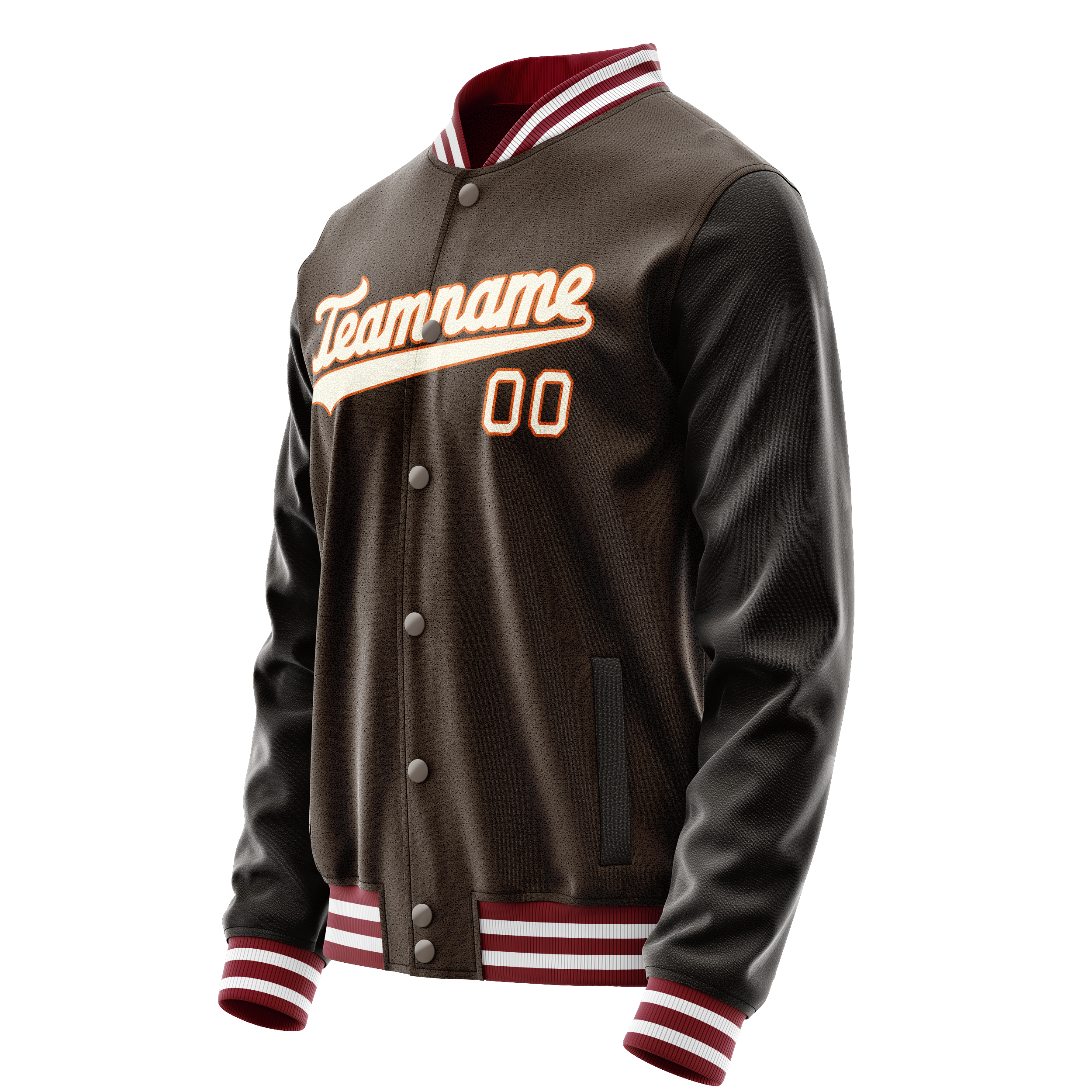 Personalized Brown & Gray Solid Color Varsity Letterman Jacket