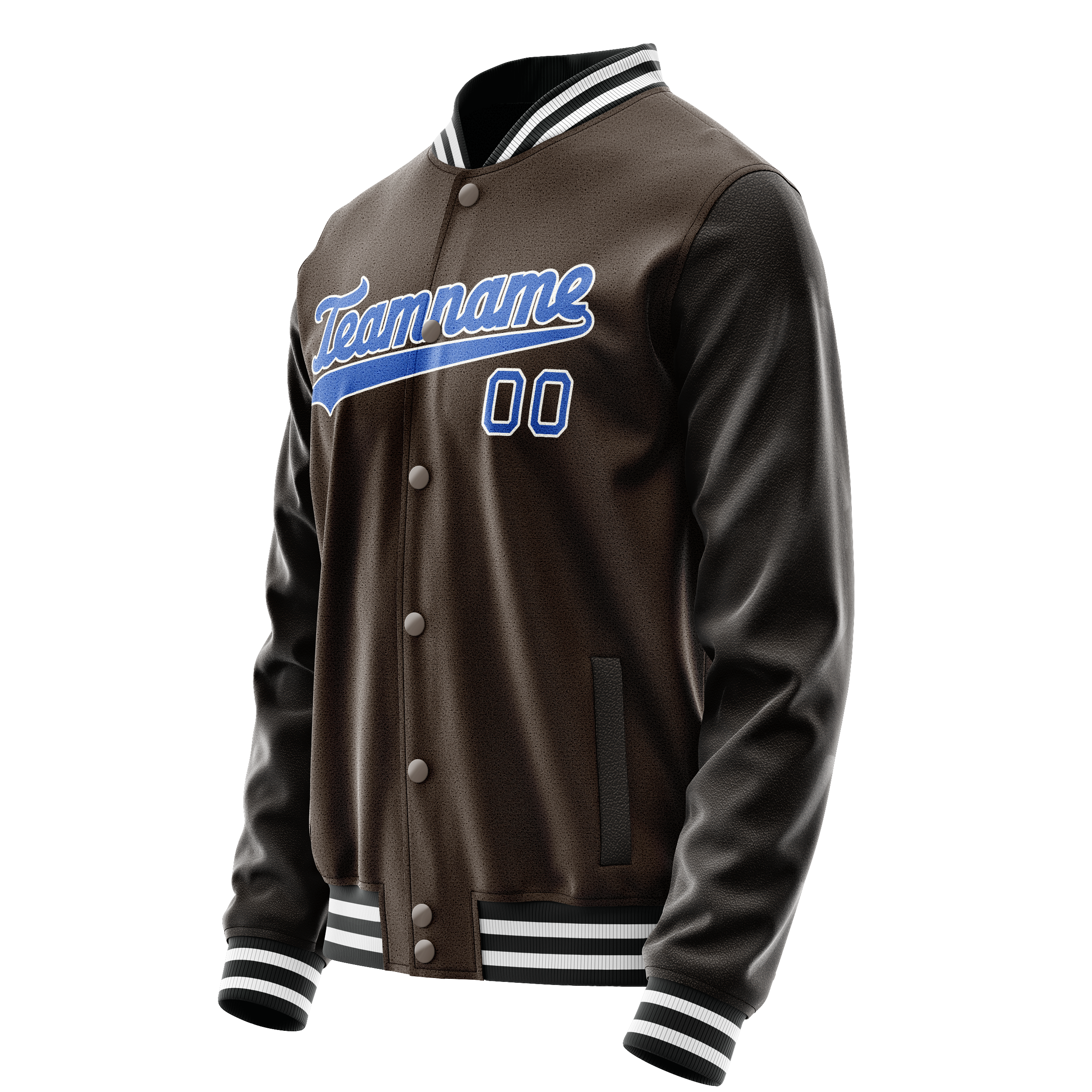 Personalized Brown & Light-Blue Solid Color Varsity Letterman Jacket
