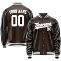 Personalized Brown & White Solid Color Varsity Letterman Jacket