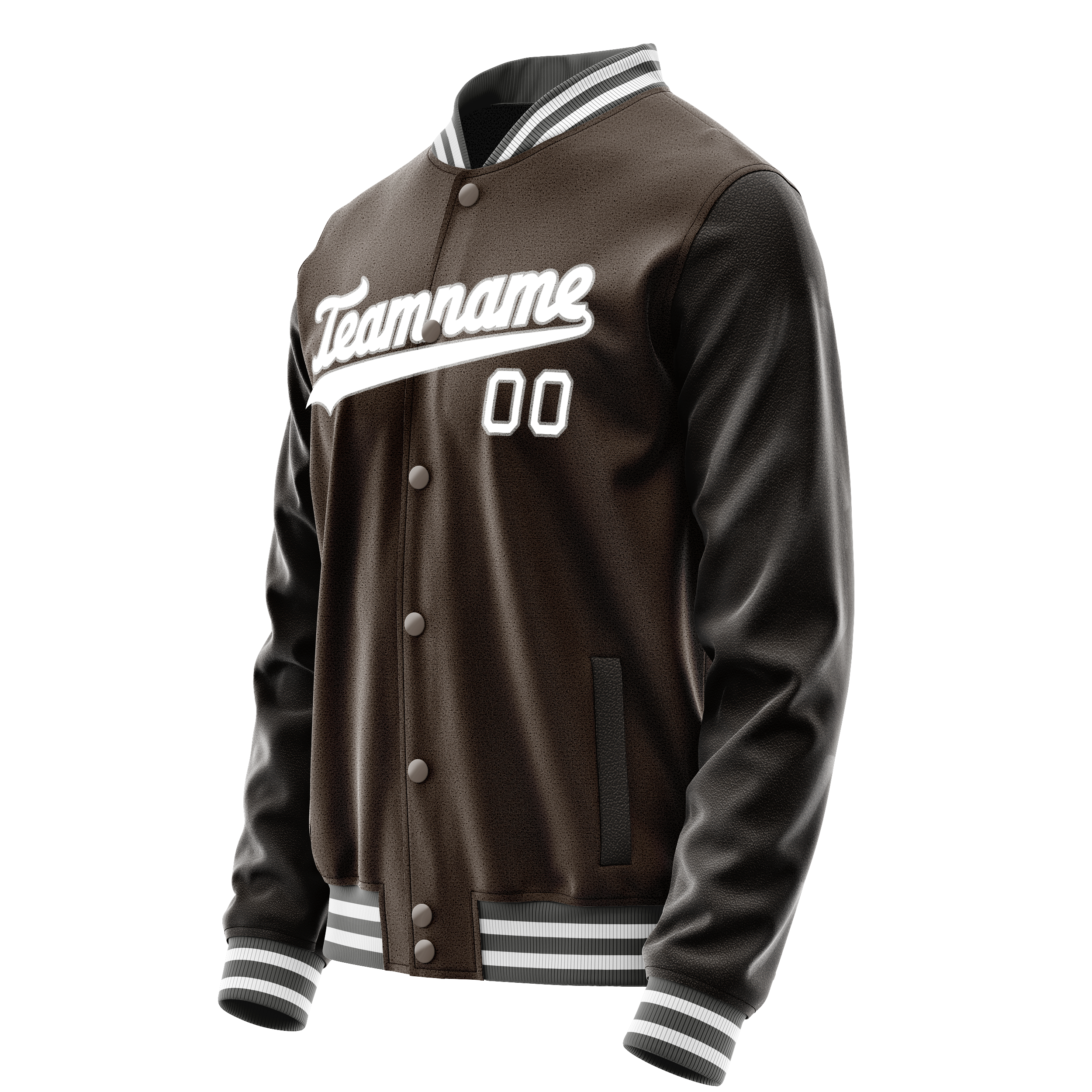 Personalized Brown & White Solid Color Varsity Letterman Jacket