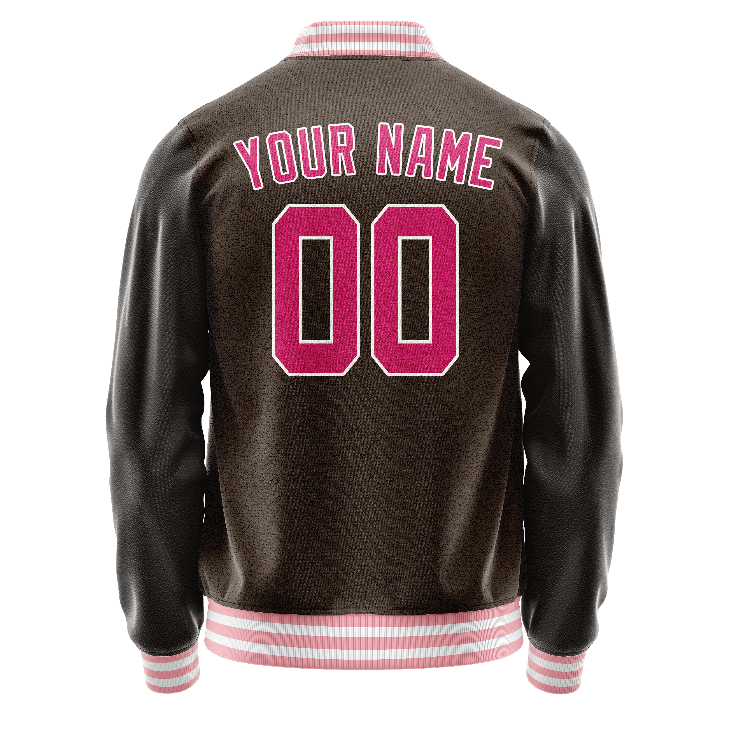 Personalized Brown & Pink Solid Color Varsity Letterman Jacket