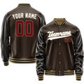 Personalized Brown & White Solid Color Varsity Letterman Jacket