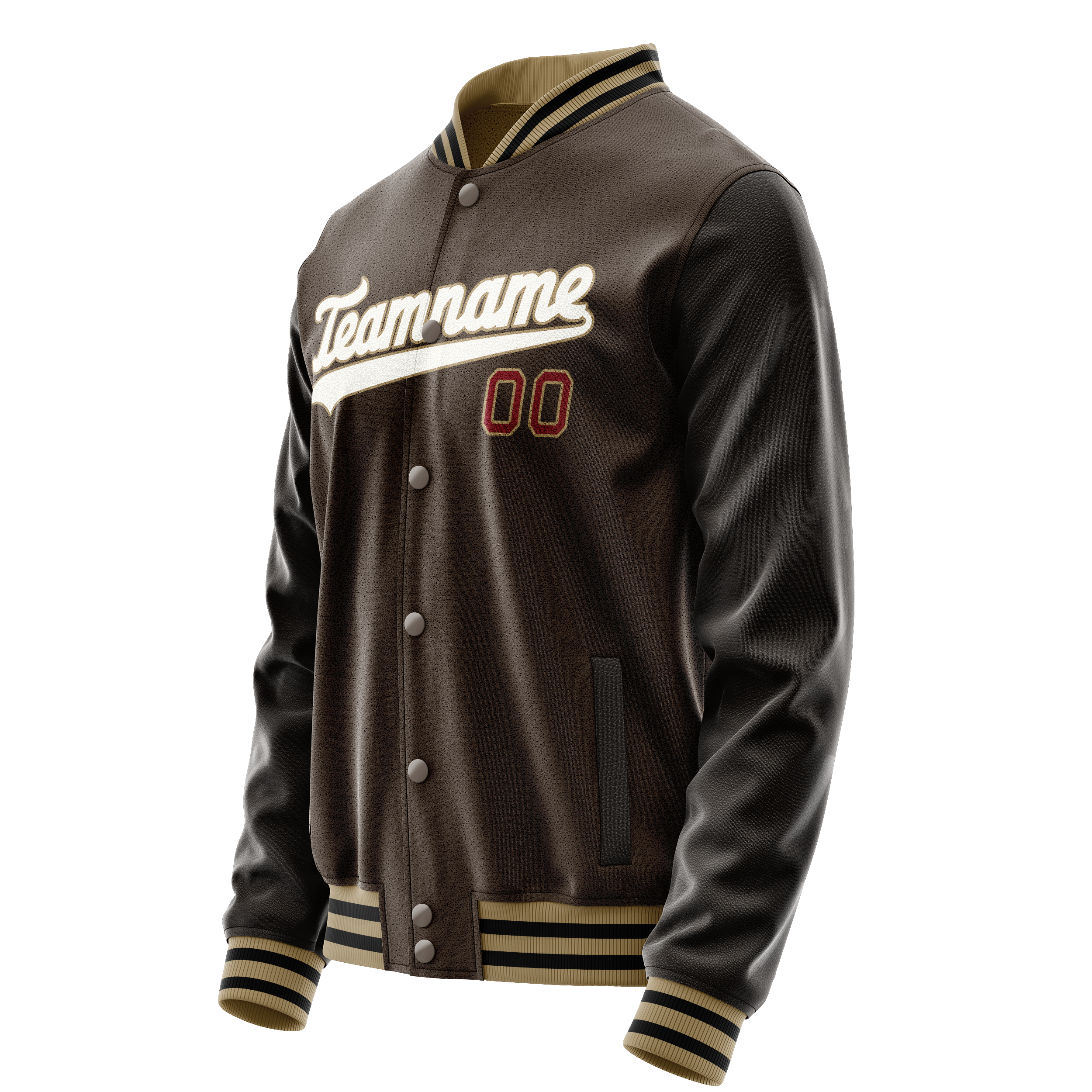 Personalized Brown & White Solid Color Varsity Letterman Jacket