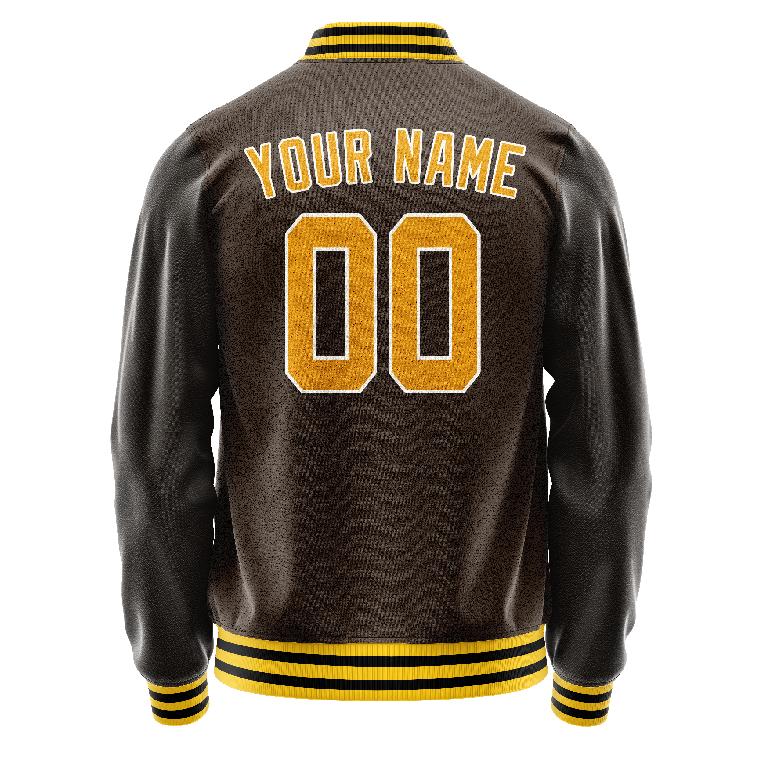 Personalized Brown & Gold Solid Color Varsity Letterman Jacket