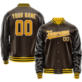 Personalized Brown & Gold Solid Color Varsity Letterman Jacket
