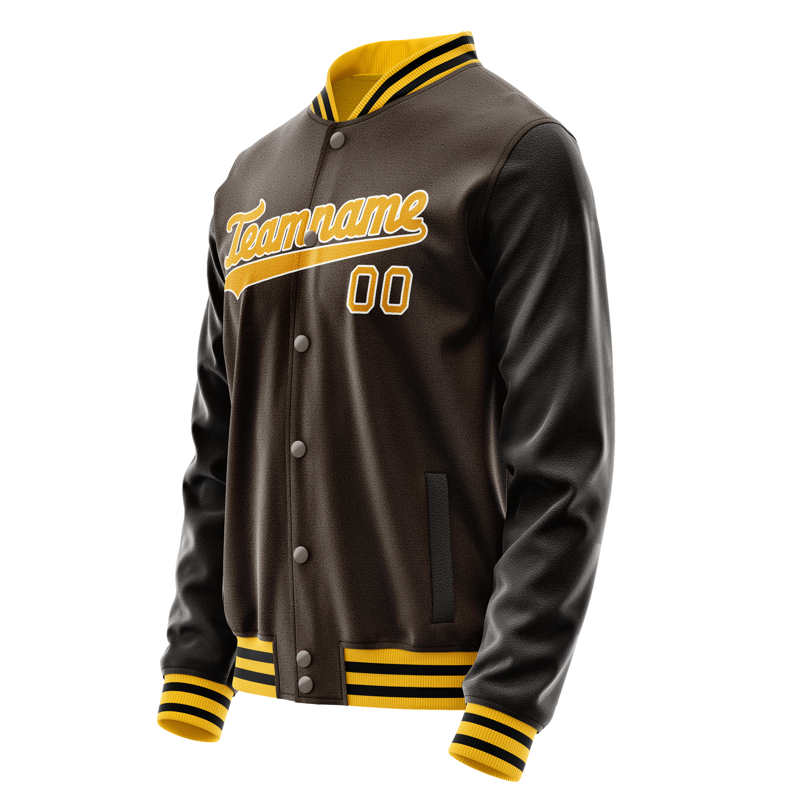 Personalized Brown & Gold Solid Color Varsity Letterman Jacket