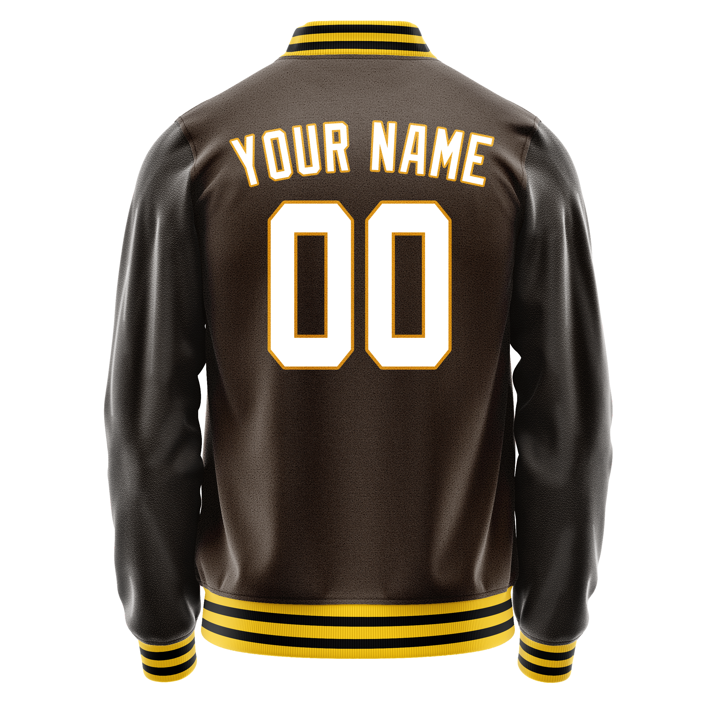 Personalized Brown & White Solid Color Varsity Letterman Jacket
