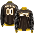Personalized Brown & White Solid Color Varsity Letterman Jacket