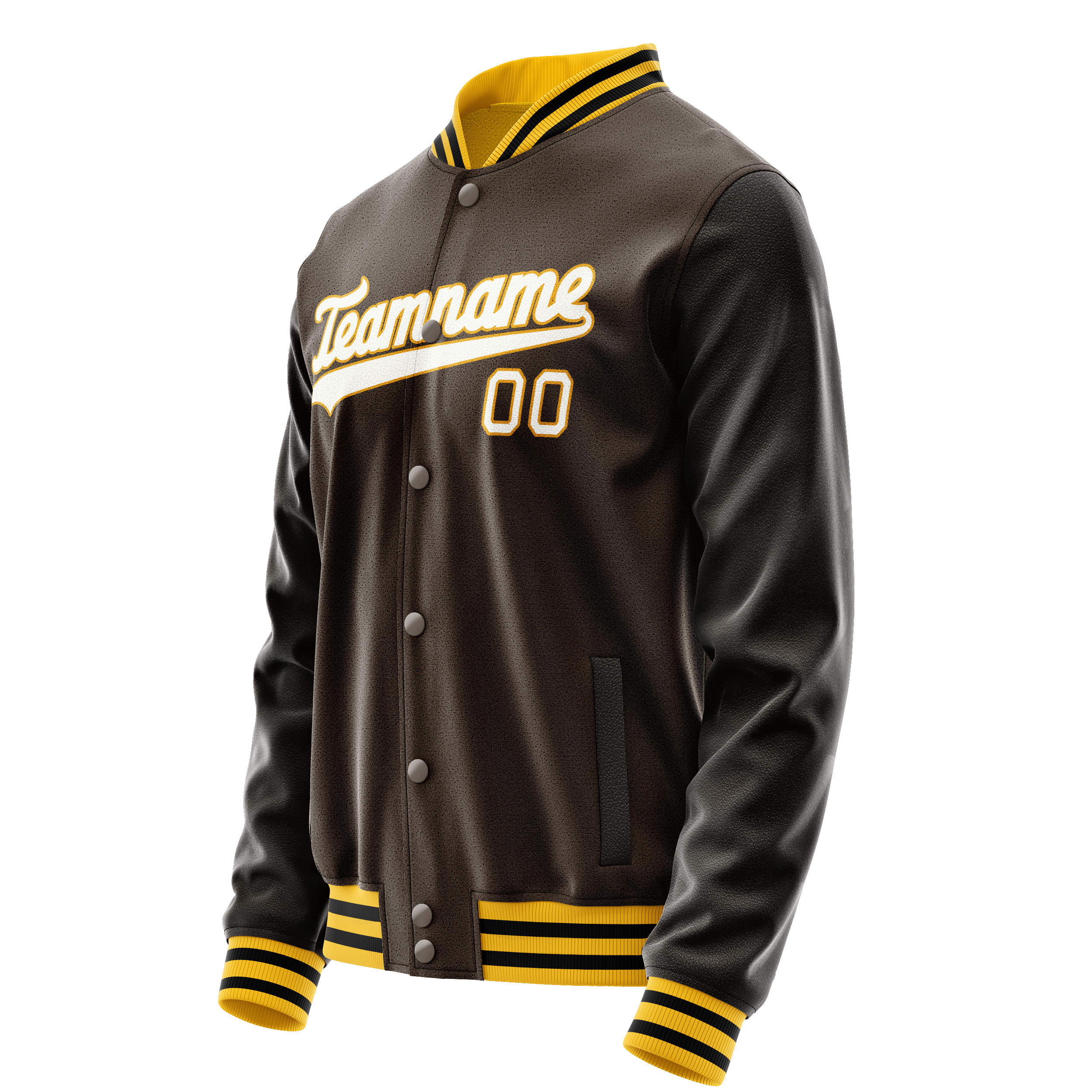 Personalized Brown & White Solid Color Varsity Letterman Jacket